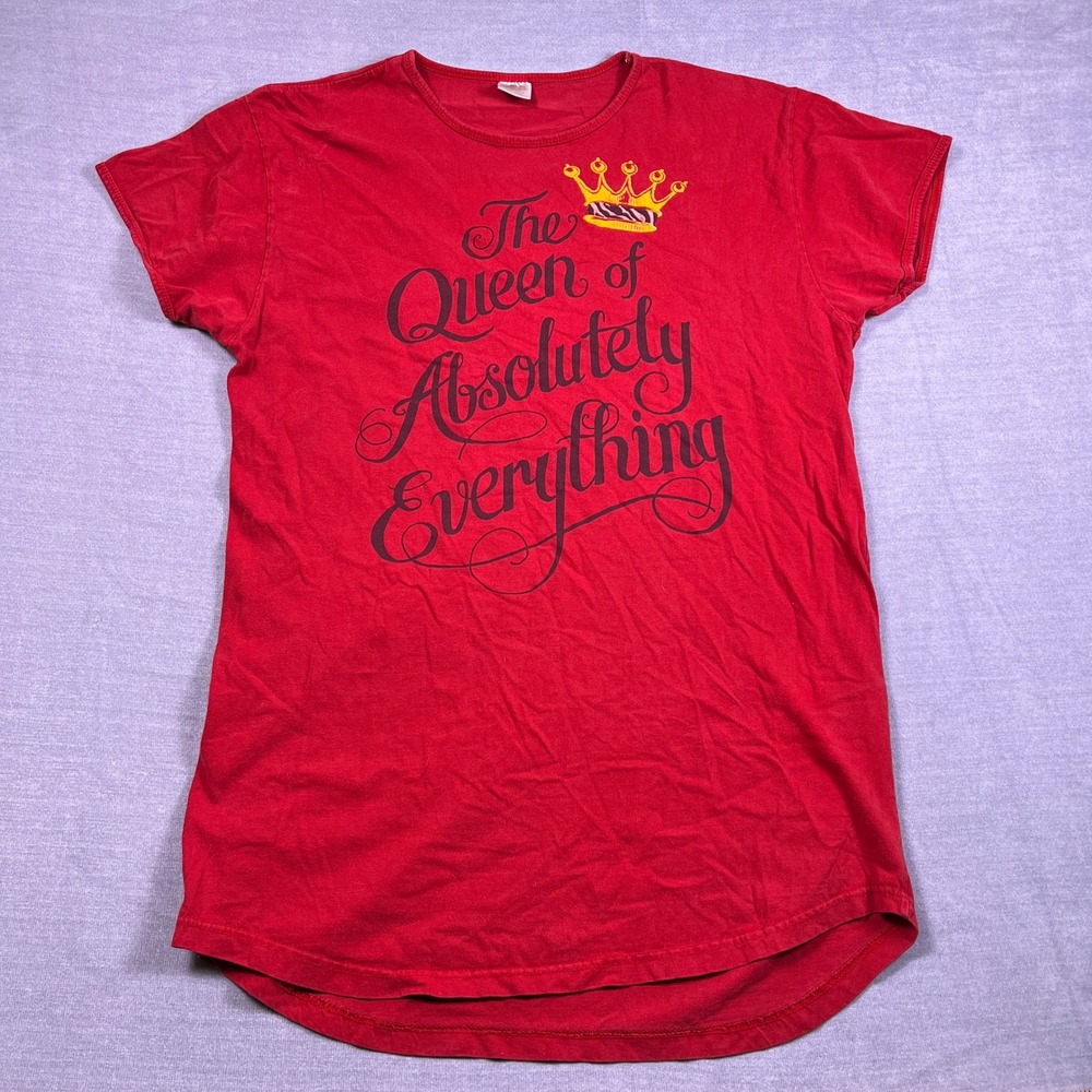 Tel-e-vant Queen of‎ Everything Graphic High Low Hem T-Shirt Women OS Red Cotton